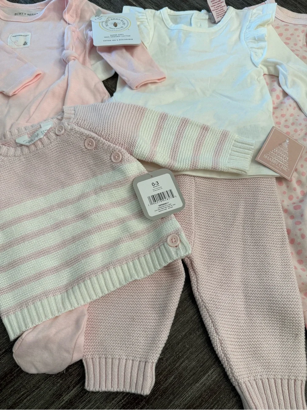 Baby Girls Pink Knit Sweater & Onesie Set Burts Bees